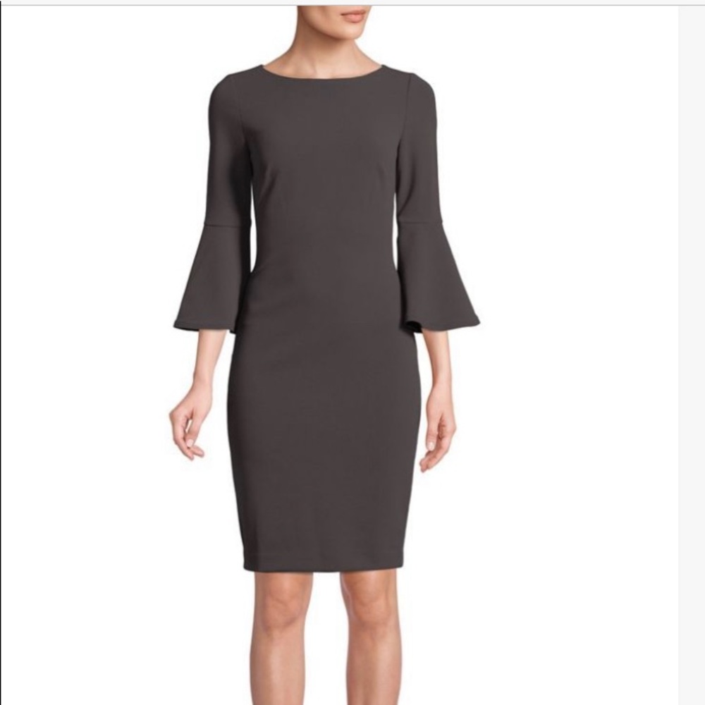 Calvin Klein gray bell sleeve dress